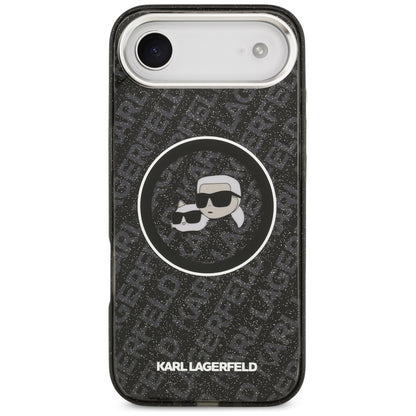 Karl Lagerfeld IML Glitter Karl &amp; Choupette Heads Logo MagSafe iPhone Air Case - Black_2