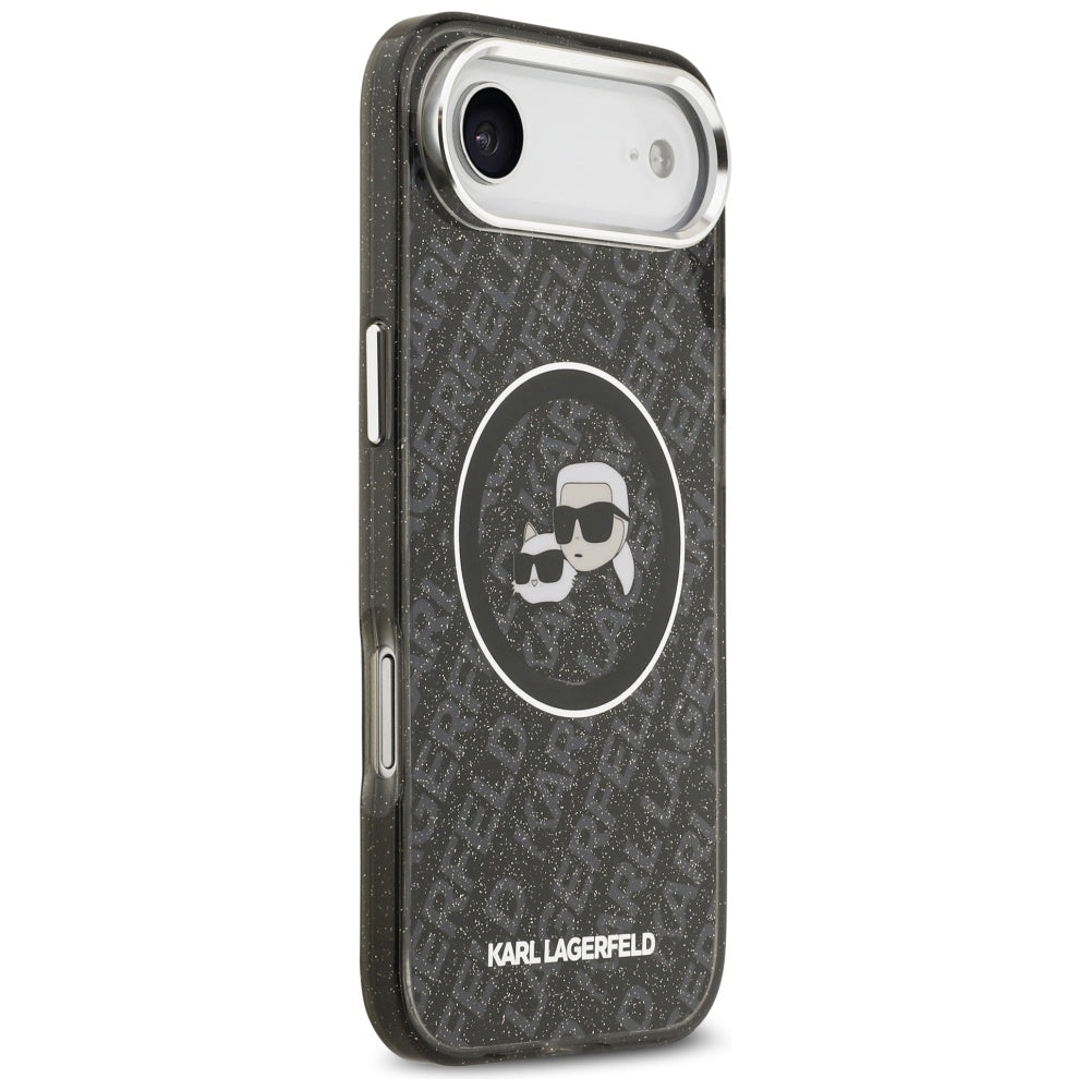 Karl Lagerfeld IML Glitter Karl &amp; Choupette Heads Logo MagSafe iPhone Air Case - Black_3