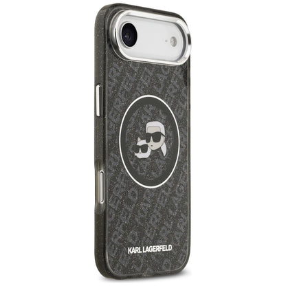 Karl Lagerfeld IML Glitter Karl &amp; Choupette Heads Logo MagSafe iPhone Air Case - Black_3