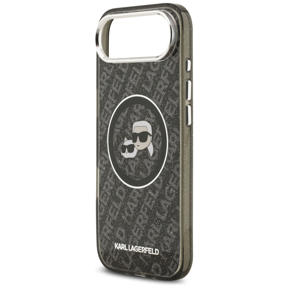 Karl Lagerfeld IML Glitter Karl &amp; Choupette Heads Logo MagSafe iPhone Air Case - Black_5