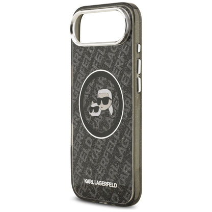 Karl Lagerfeld IML Glitter Karl &amp; Choupette Heads Logo MagSafe iPhone Air Case - Black_5