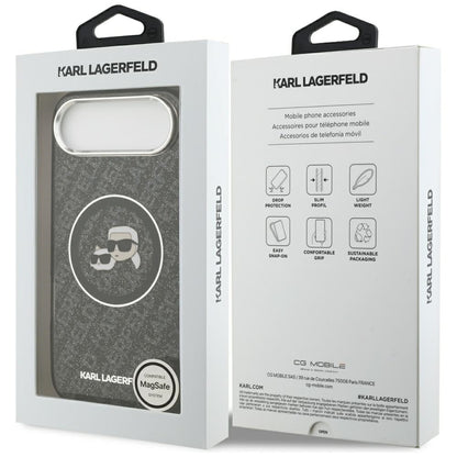 Karl Lagerfeld IML Glitter Karl &amp; Choupette Heads Logo MagSafe iPhone Air Case - Black_7