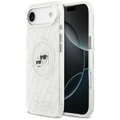 Karl Lagerfeld IML Glitter Karl&amp;Choupette Heads Logo MagSafe Case for iPhone Air - Gray_0
