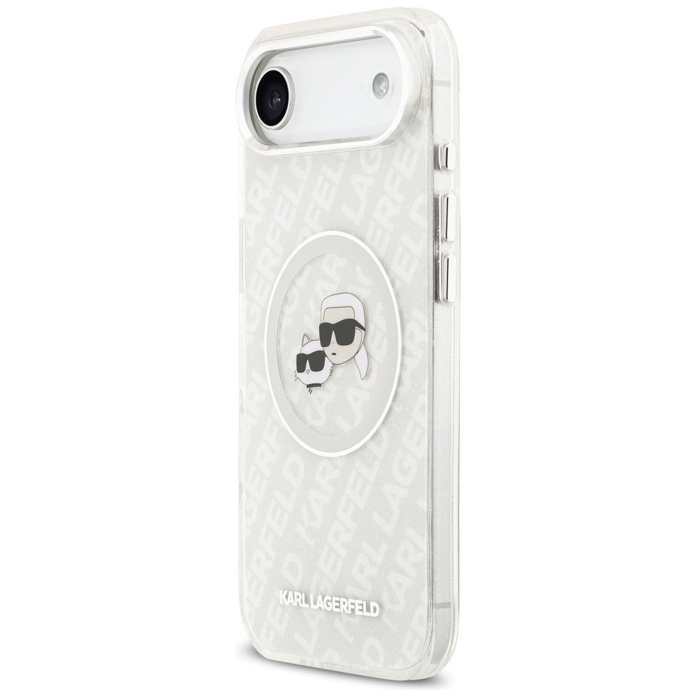 Karl Lagerfeld IML Glitter Karl&amp;Choupette Heads Logo MagSafe Case for iPhone Air - Gray_1