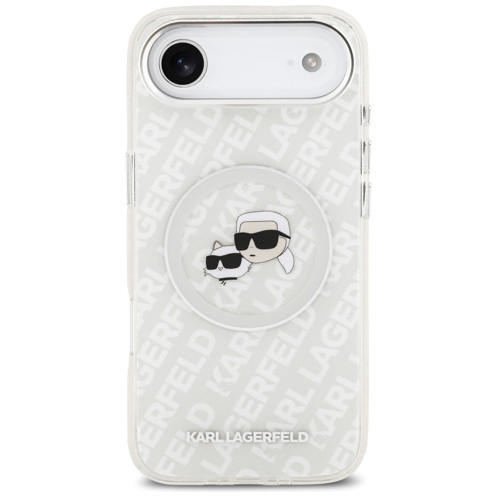 Karl Lagerfeld IML Glitter Karl&amp;Choupette Heads Logo MagSafe Case for iPhone Air - Gray_2