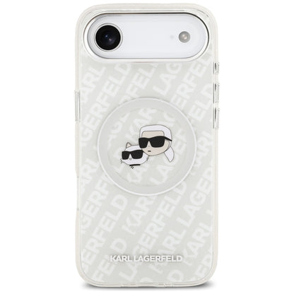 Karl Lagerfeld IML Glitter Karl&amp;Choupette Heads Logo MagSafe Case for iPhone Air - Gray_2