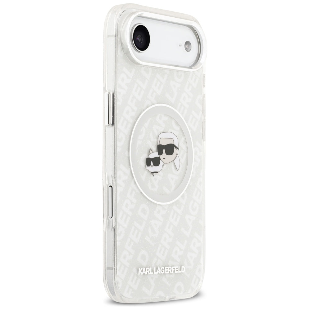 Karl Lagerfeld IML Glitter Karl&amp;Choupette Heads Logo MagSafe Case for iPhone Air - Gray_3