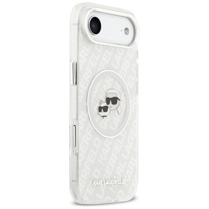 Karl Lagerfeld IML Glitter Karl&amp;Choupette Heads Logo MagSafe Case for iPhone Air - Gray_3