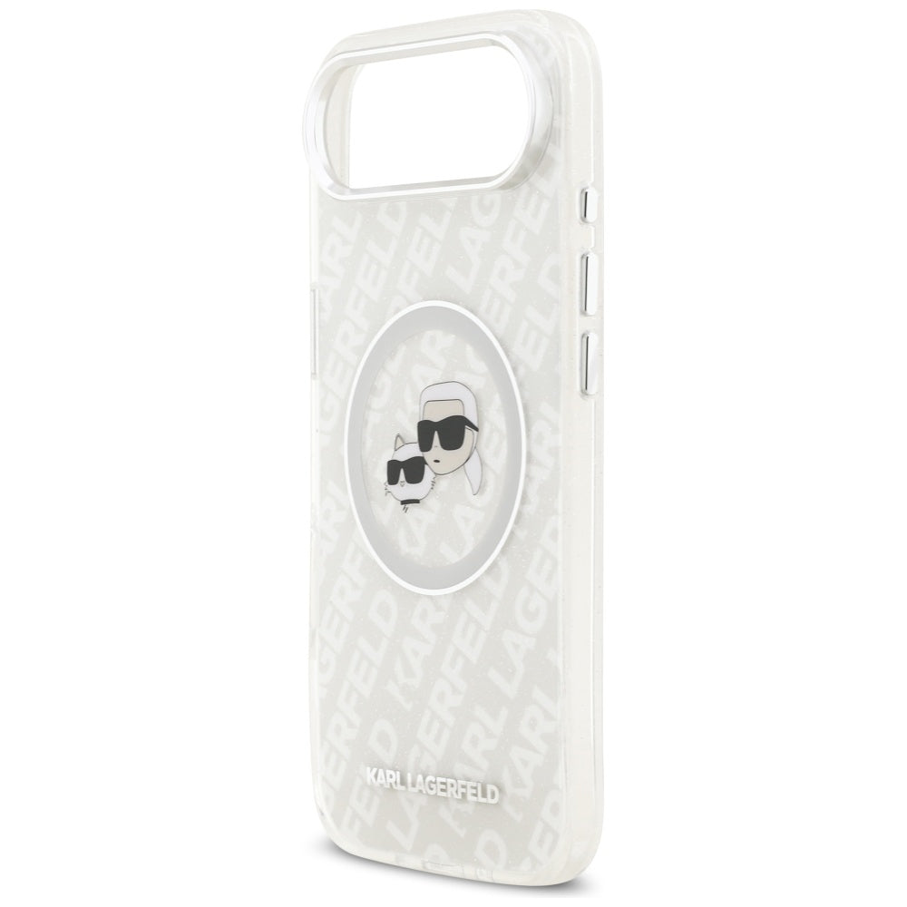 Karl Lagerfeld IML Glitter Karl&amp;Choupette Heads Logo MagSafe Case for iPhone Air - Gray_5