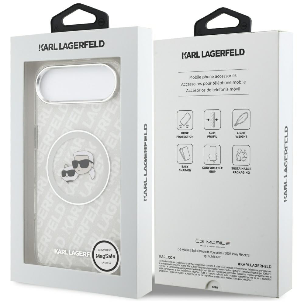 Karl Lagerfeld IML Glitter Karl&amp;Choupette Heads Logo MagSafe Case for iPhone Air - Gray_7