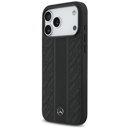 Mercedes Leather Laurel Leaves Stripes MagSafe Case for iPhone 17 Pro Max - Black_1