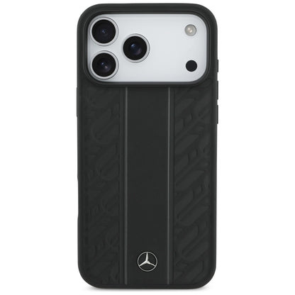 Mercedes Leather Laurel Leaves Stripes MagSafe Case for iPhone 17 Pro Max - Black_2