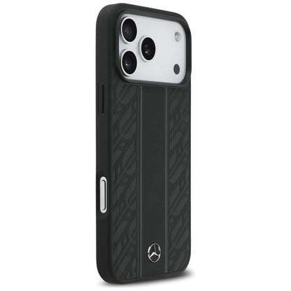 Mercedes Leather Laurel Leaves Stripes MagSafe Case for iPhone 17 Pro Max - Black_3