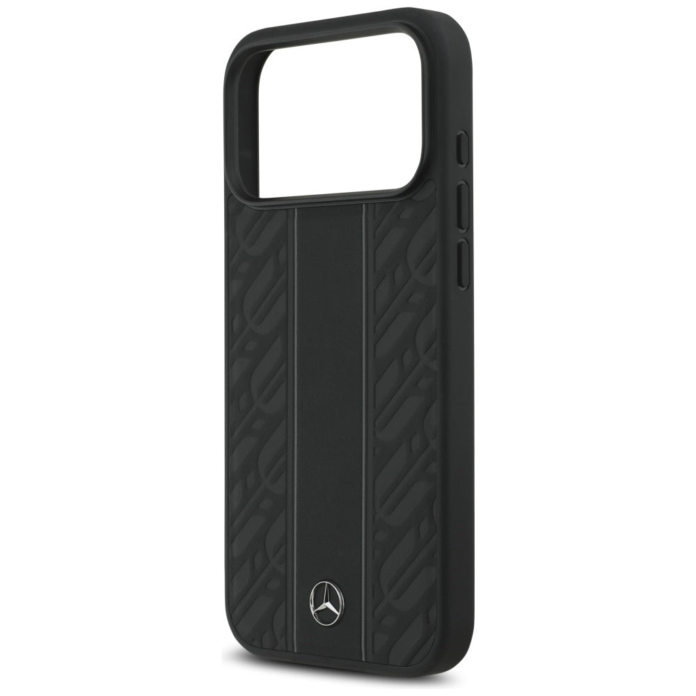 Mercedes Leather Laurel Leaves Stripes MagSafe Case for iPhone 17 Pro Max - Black_5