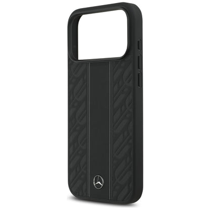 Mercedes Leather Laurel Leaves Stripes MagSafe Case for iPhone 17 Pro Max - Black_5