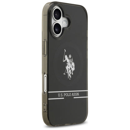 US Polo DH and Bottom Stripe Logo MagSafe iPhone 17 Case - Black_3
