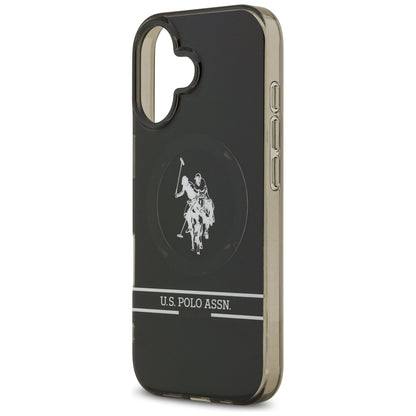 US Polo DH and Bottom Stripe Logo MagSafe iPhone 17 Case - Black_5
