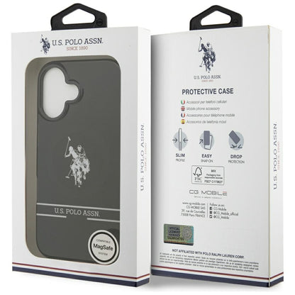 US Polo DH and Bottom Stripe Logo MagSafe iPhone 17 Case - Black_7