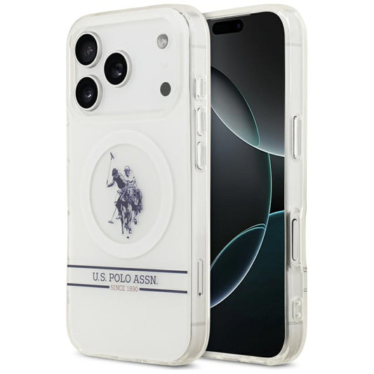 US Polo DH and Bottom Stripe Logo MagSafe Case for iPhone 17 Pro - White_0