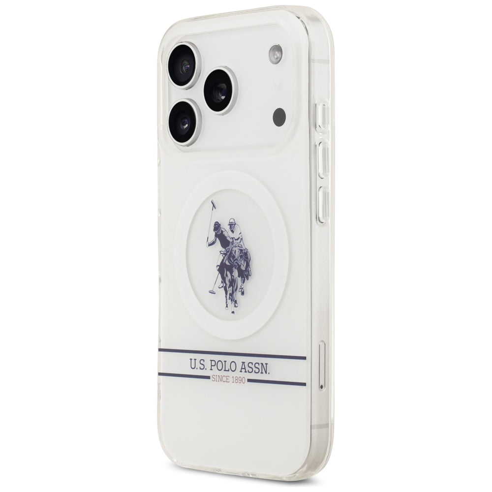 US Polo DH and Bottom Stripe Logo MagSafe Case for iPhone 17 Pro - White_1