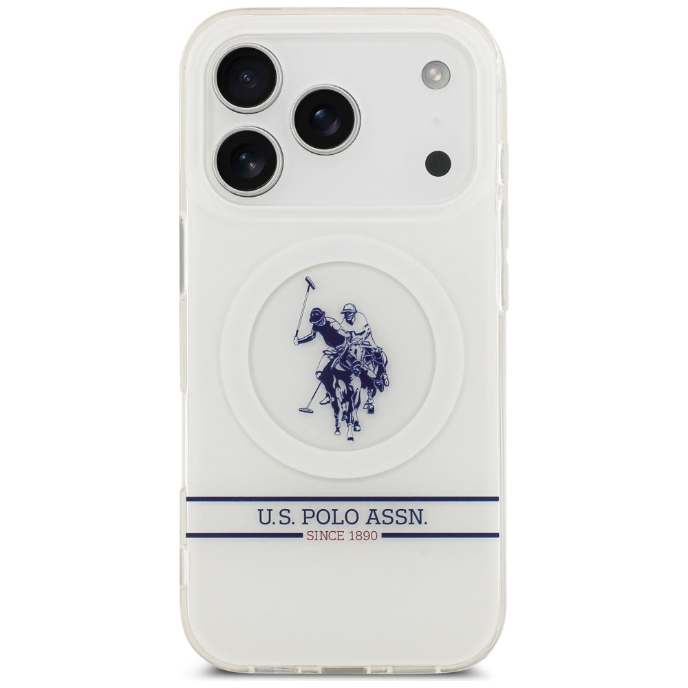 US Polo DH and Bottom Stripe Logo MagSafe Case for iPhone 17 Pro - White_2