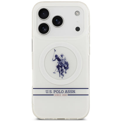 US Polo DH and Bottom Stripe Logo MagSafe Case for iPhone 17 Pro - White_2