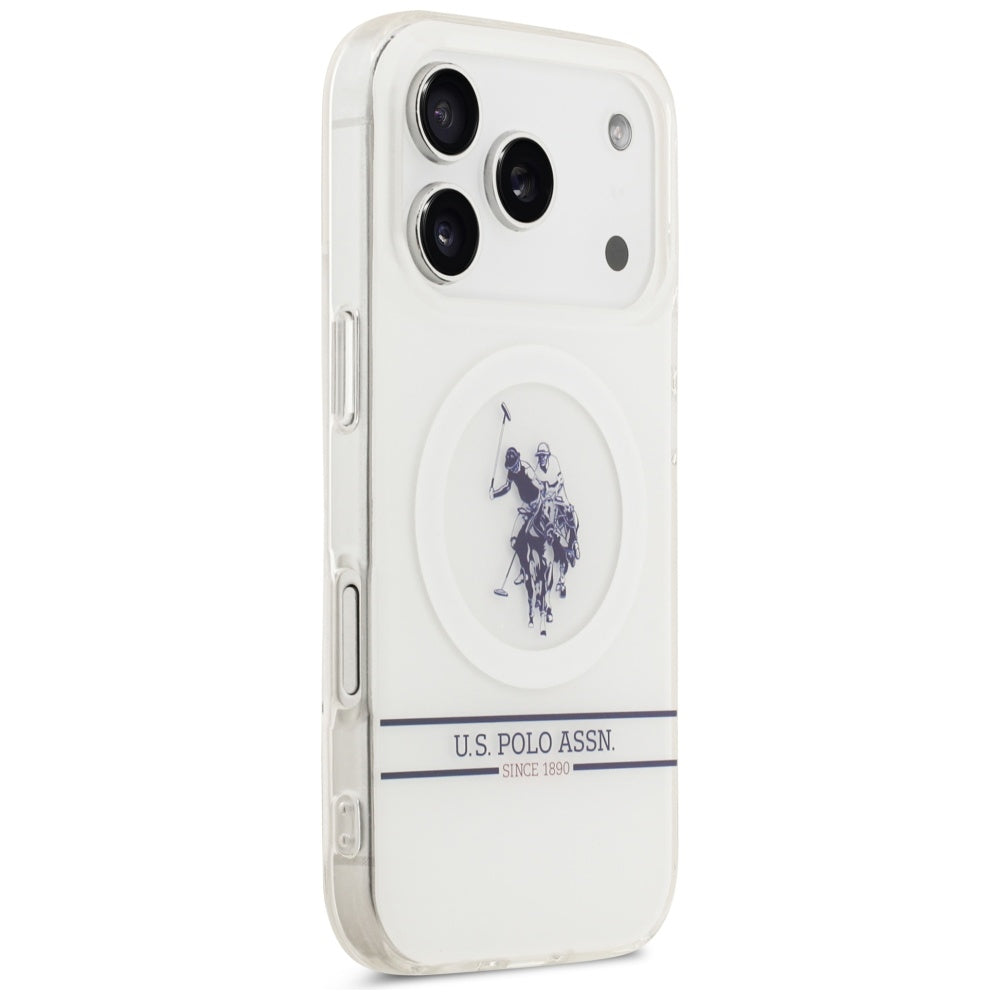 US Polo DH and Bottom Stripe Logo MagSafe Case for iPhone 17 Pro - White_3