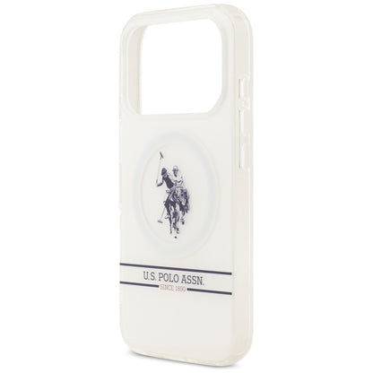 US Polo DH and Bottom Stripe Logo MagSafe Case for iPhone 17 Pro - White_5