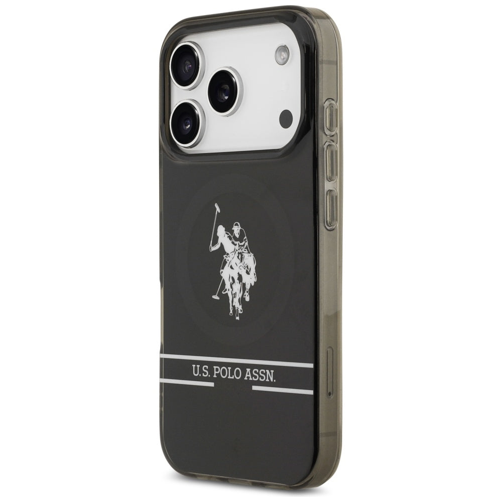 US Polo DH and Bottom Stripe Logo MagSafe Case for iPhone 17 Pro - Black_1