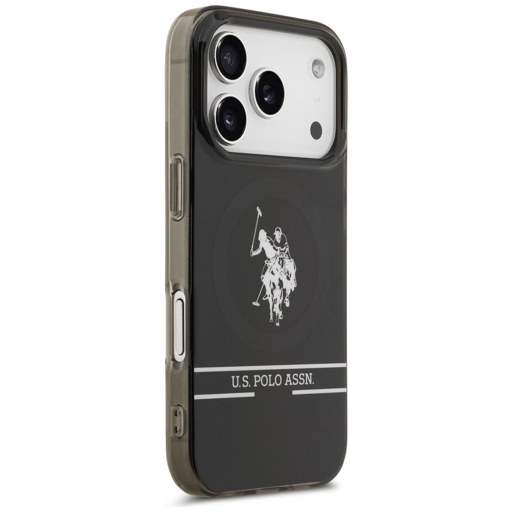 US Polo DH and Bottom Stripe Logo MagSafe Case for iPhone 17 Pro - Black_3