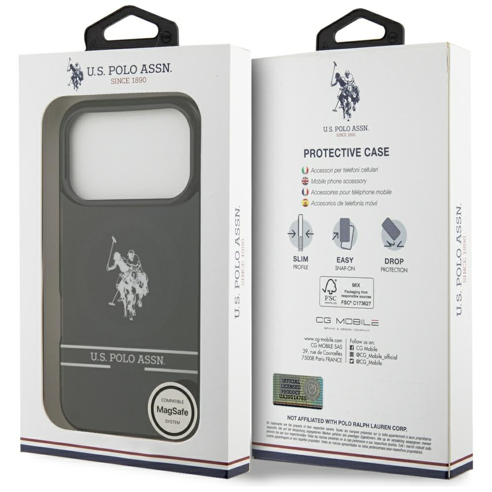 US Polo DH and Bottom Stripe Logo MagSafe Case for iPhone 17 Pro - Black_7