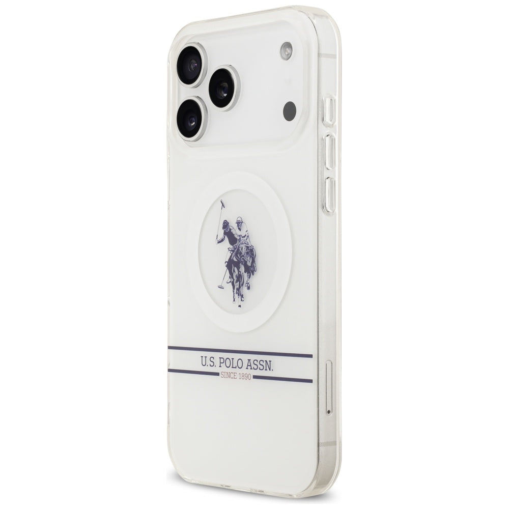 US Polo DH and Bottom Stripe Logo MagSafe Case for iPhone 17 Pro Max - White_1