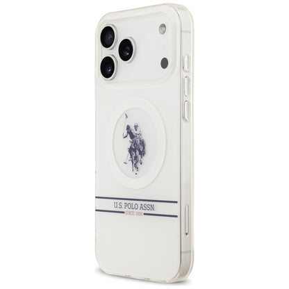 US Polo DH and Bottom Stripe Logo MagSafe Case for iPhone 17 Pro Max - White_1