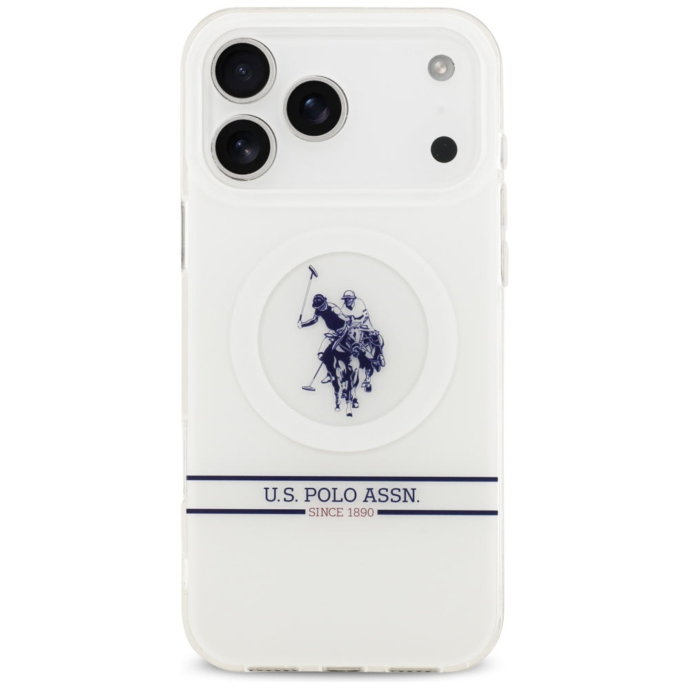 US Polo DH and Bottom Stripe Logo MagSafe Case for iPhone 17 Pro Max - White_2