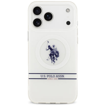 US Polo DH and Bottom Stripe Logo MagSafe Case for iPhone 17 Pro Max - White_2
