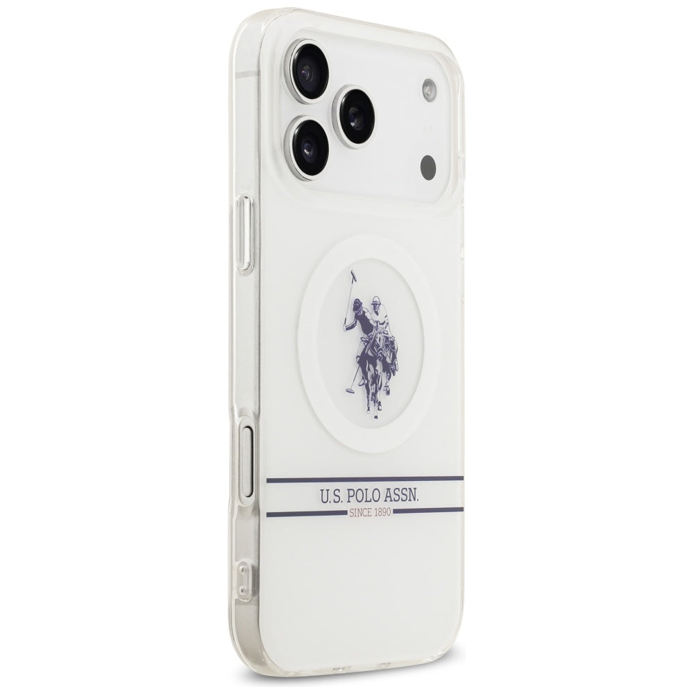 US Polo DH and Bottom Stripe Logo MagSafe Case for iPhone 17 Pro Max - White_3