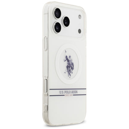 US Polo DH and Bottom Stripe Logo MagSafe Case for iPhone 17 Pro Max - White_3