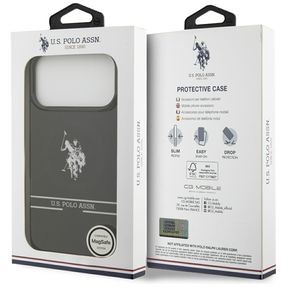 US Polo DH and Bottom Stripe Logo MagSafe Case for iPhone 17 Pro Max - Black_7