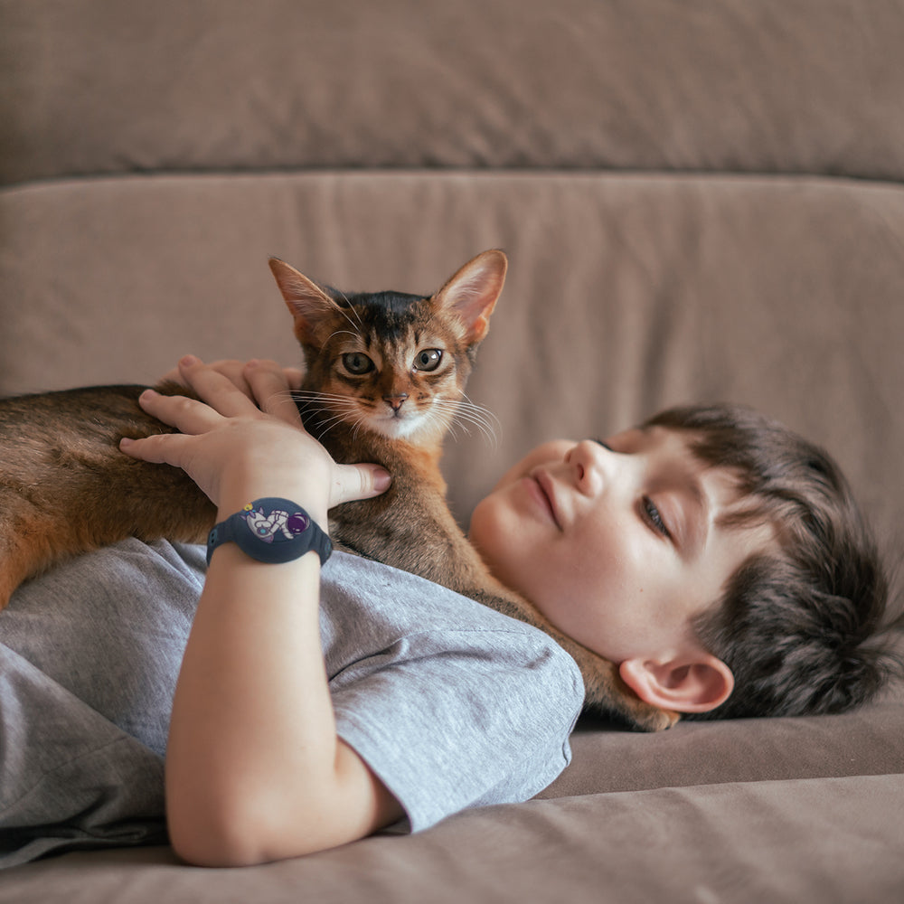 AirTag Case Silicone Wristband for Kids - Navy Blue with Astronaut_1