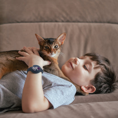 AirTag Case Silicone Wristband for Kids - Navy Blue with Astronaut_1