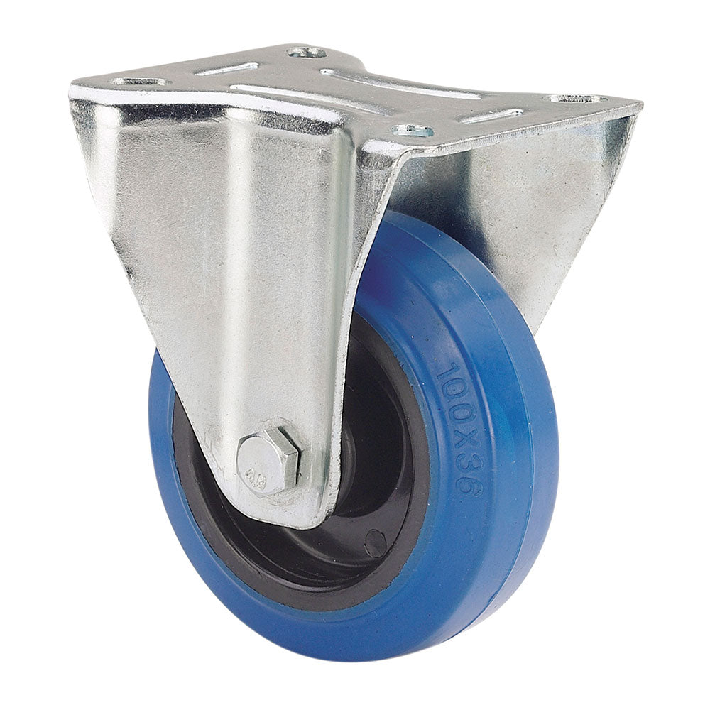 Roda de borracha fixa, com placa de rolo azul e eixo, carga mÃ¡x. 80 kg, Ã¸ 8 cm_0
