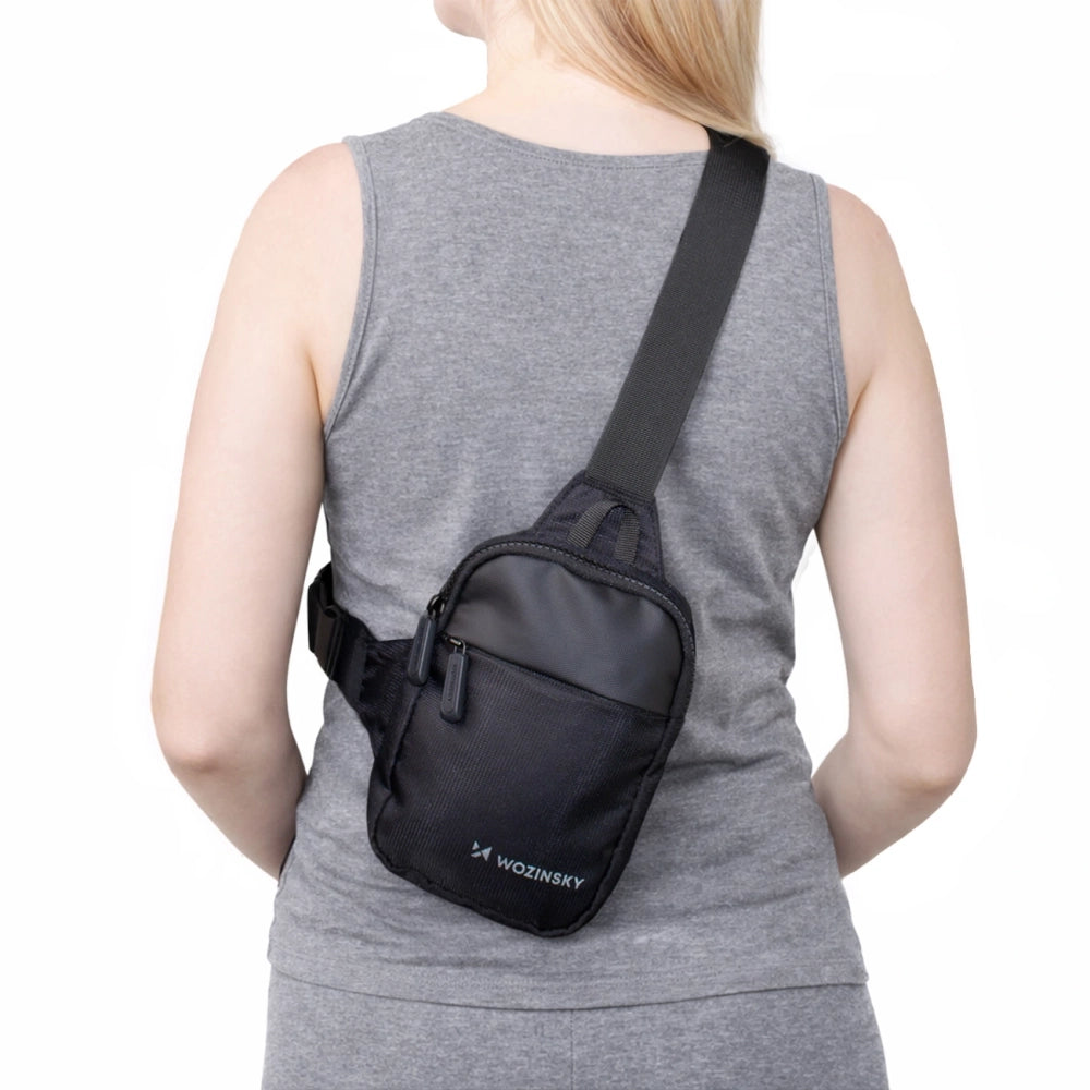 Wozinsky WMS-W1 Unisex Mini Shoulder Bag Waterproof Dual-Compartment for Phone - Black_0