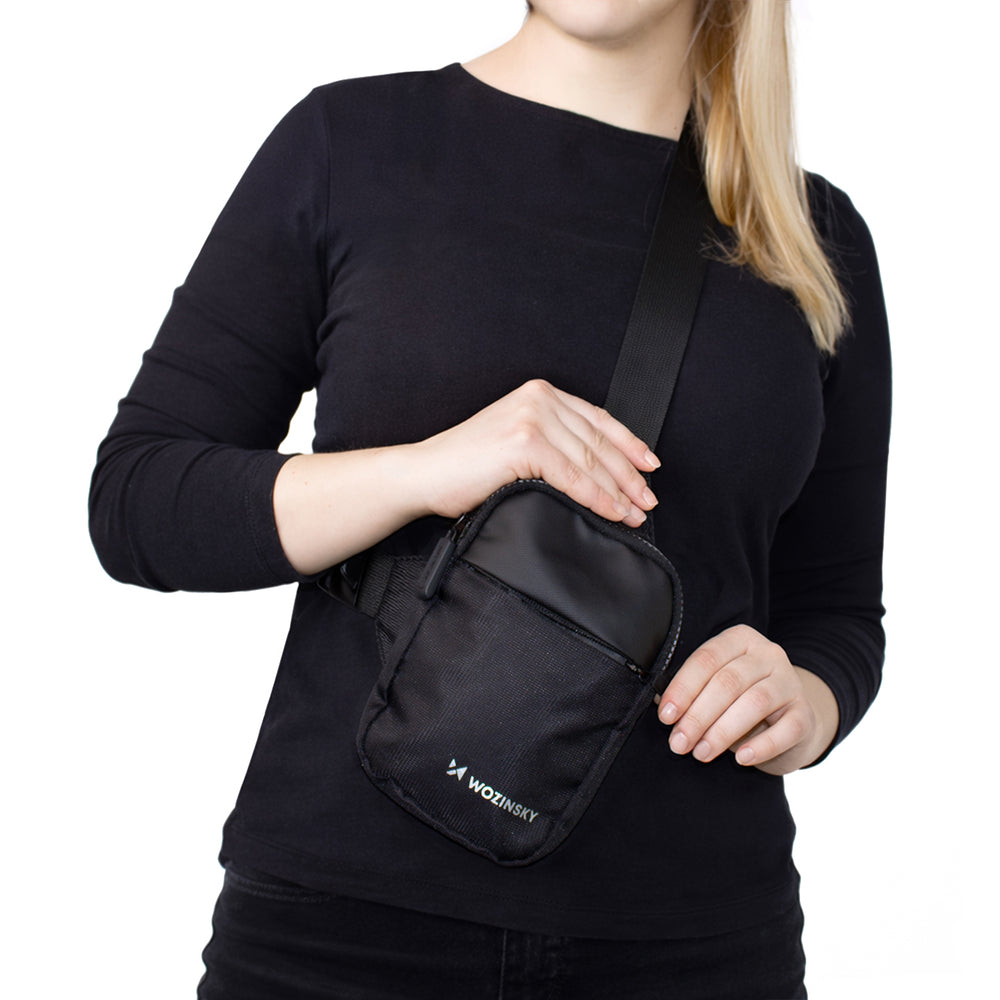 Wozinsky WMS-W1 Unisex Mini Shoulder Bag Waterproof Dual-Compartment for Phone - Black_9