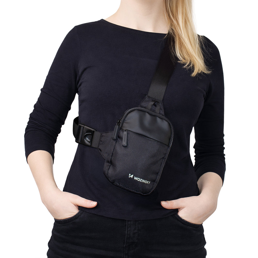 Wozinsky WMS-W1 Unisex Mini Shoulder Bag Waterproof Dual-Compartment for Phone - Black_8