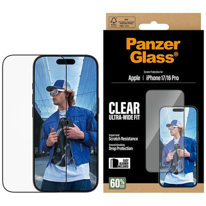 Protector de Ecrã PanzerGlass / Preto / iP 17 iP 16 Pro UWF EasyAligner_0