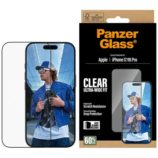 Protector de Ecrã PanzerGlass / Preto / iP 17 iP 16 Pro UWF EasyAligner_0