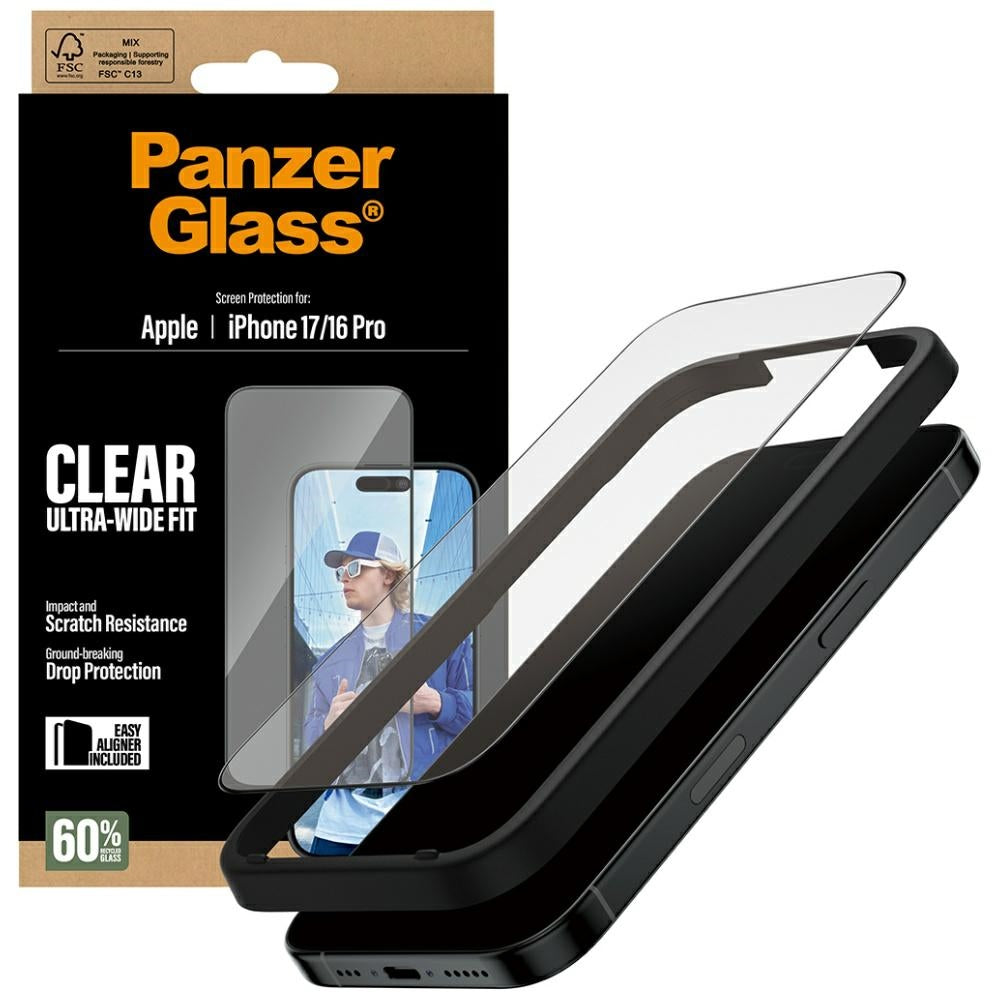 Protector de Ecrã PanzerGlass / Preto / iP 17 iP 16 Pro UWF EasyAligner_3