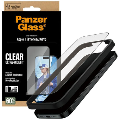 Protector de Ecrã PanzerGlass / Preto / iP 17 iP 16 Pro UWF EasyAligner_3
