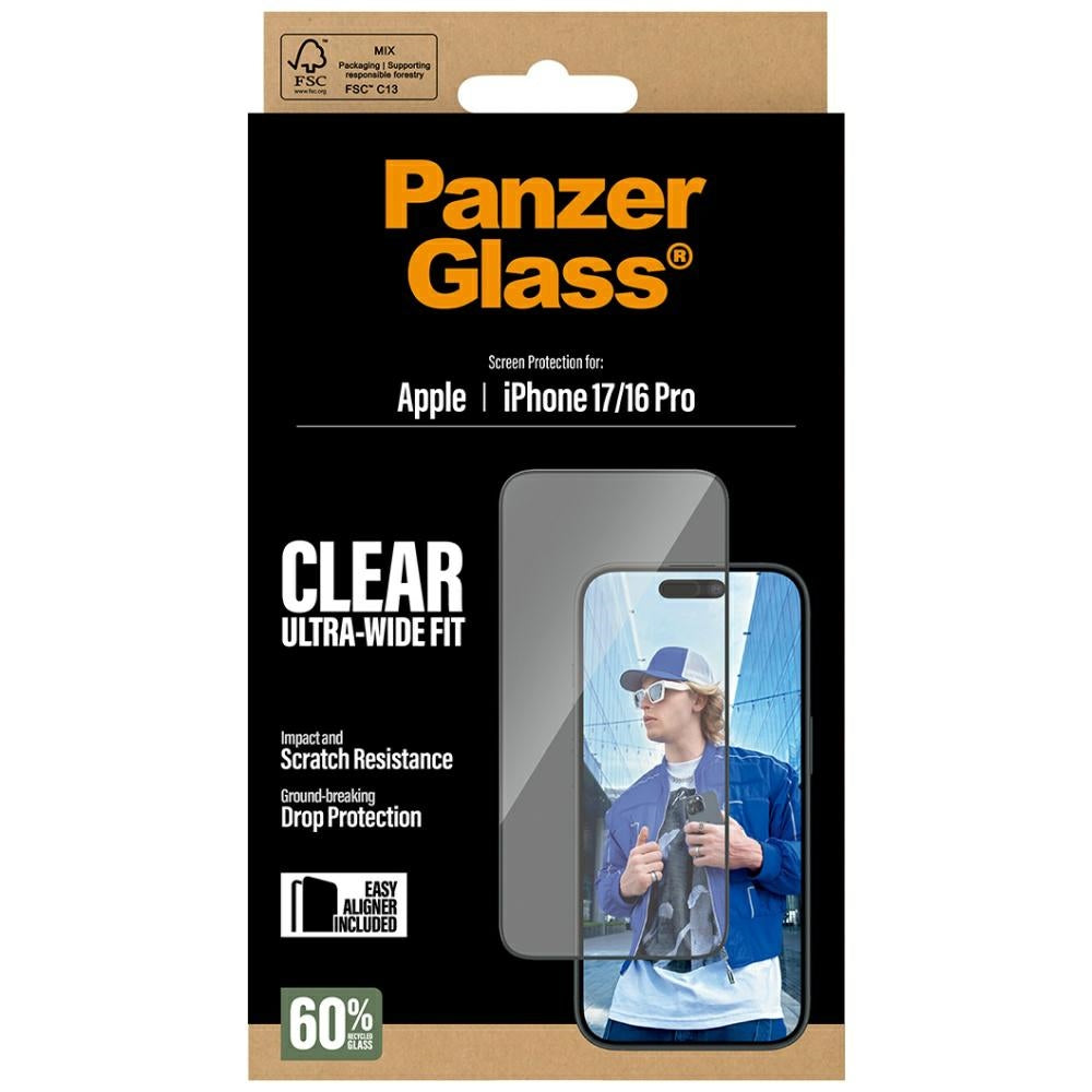 Protector de Ecrã PanzerGlass / Preto / iP 17 iP 16 Pro UWF EasyAligner_4