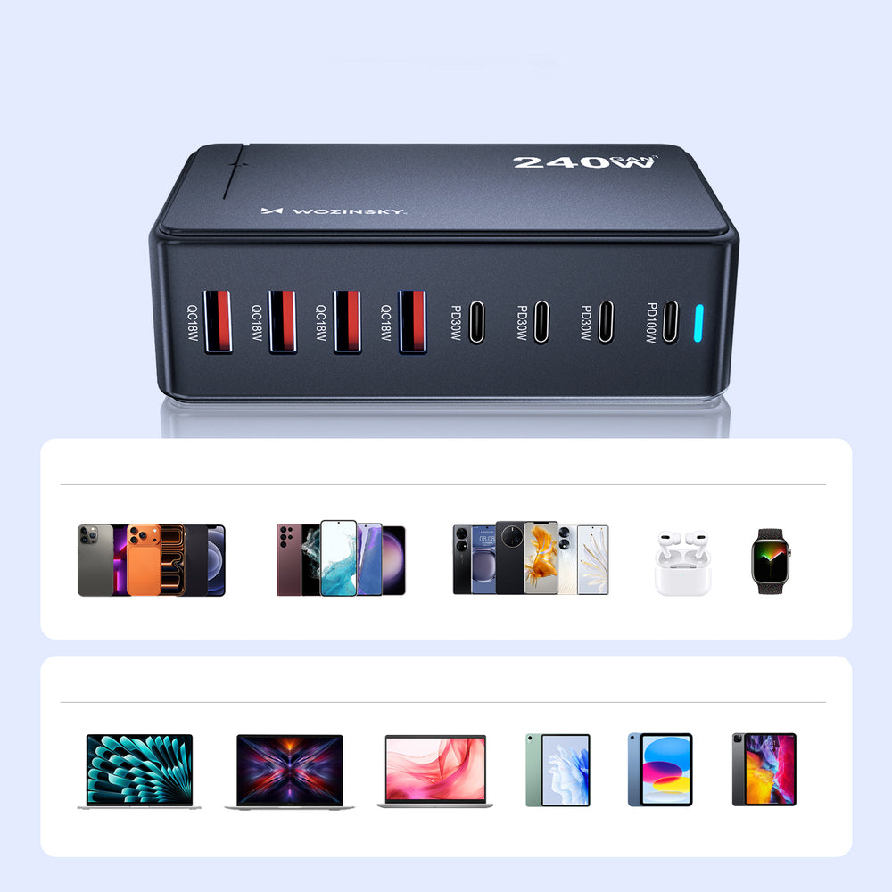 Wozinsky WSL-240 GaN QC3 Charging Station - 200W - Black_9